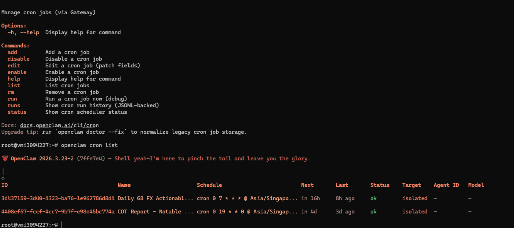 OpenClaw Cron Job List